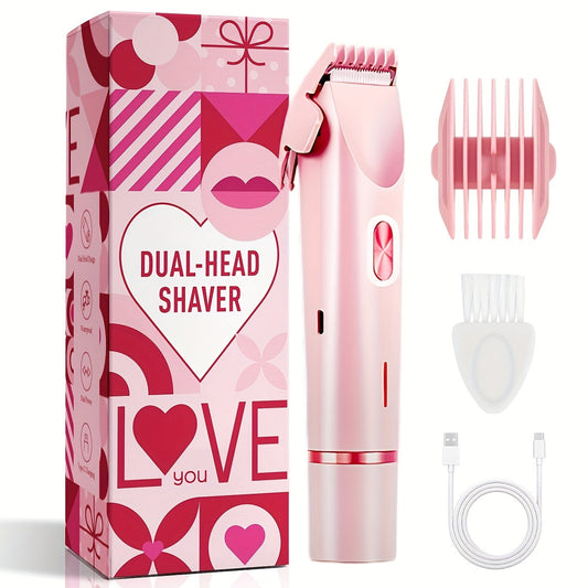 Pink Dual Head Electric Shaver Bikini Trimmer US Powered Waterproof