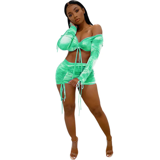 Women's Plus Size Two-Piece Dress Set with Print