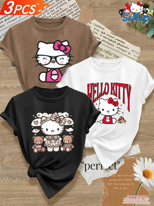 Hello Kitty 3 Piece Cotton Tee Set Casual Comfort