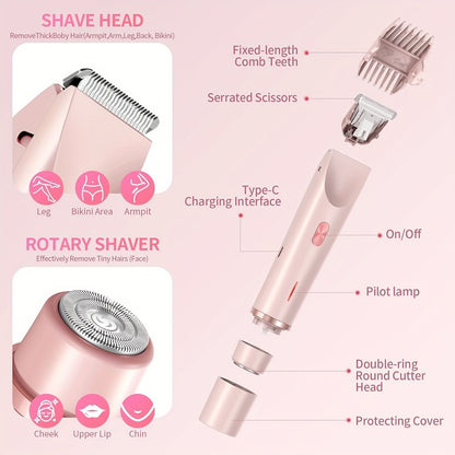 Pink Dual Head Electric Shaver  Bikini Trimmer US Powered Waterproof
