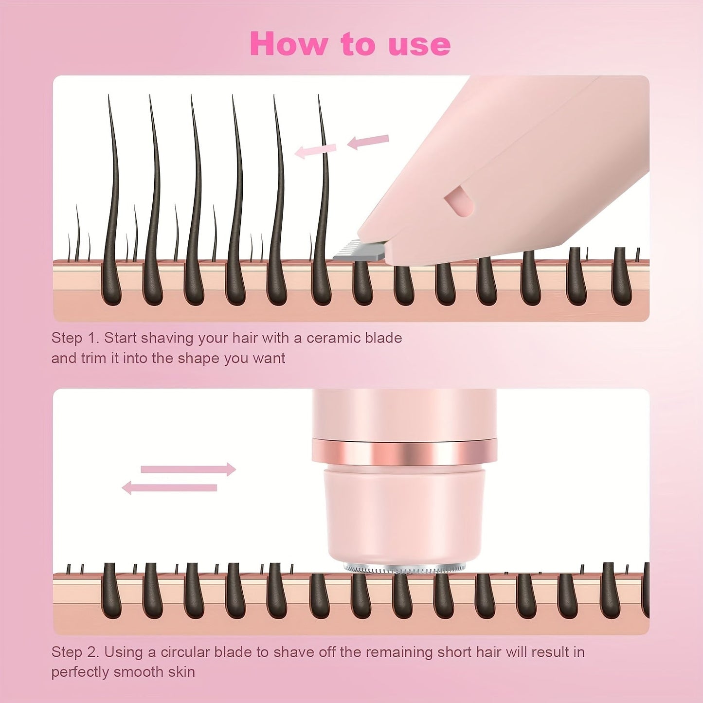 Pink Dual Head Electric Shaver  Bikini Trimmer US Powered Waterproof