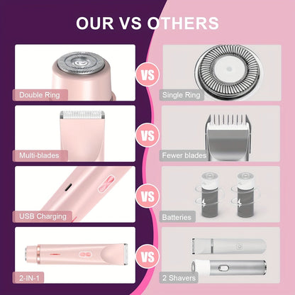 Pink Dual Head Electric Shaver  Bikini Trimmer US Powered Waterproof