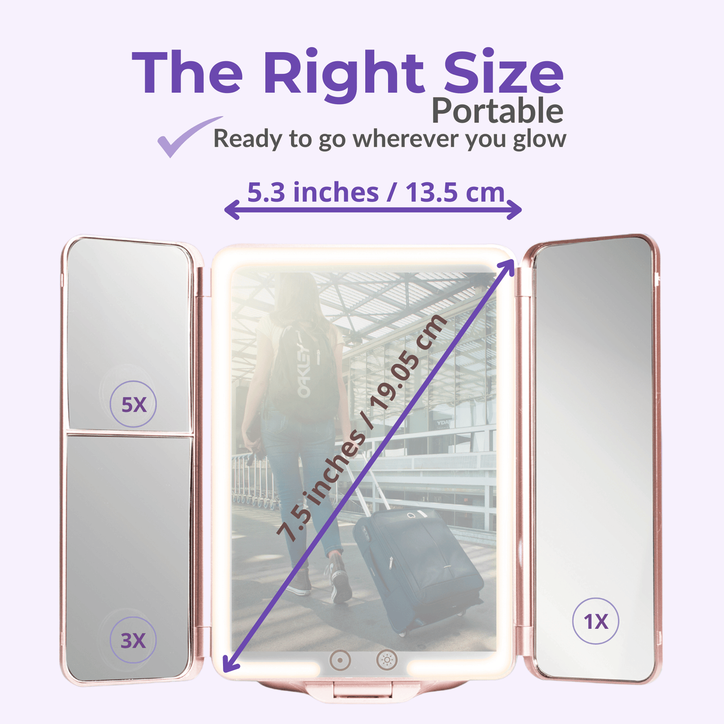 Rose InBella Compact & Travel Mirror with LED Light – Rechargeable