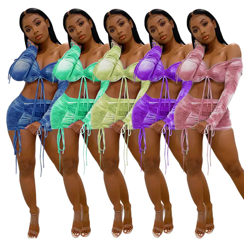 Women's Plus Size Two-Piece Dress Set with Print
