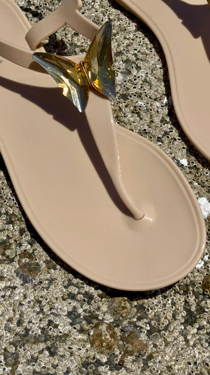 ALIANA Black Gel Beach Sandals