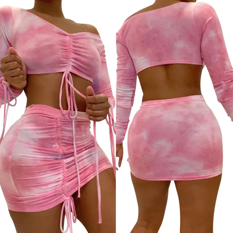 Women's Plus Size Two-Piece Dress Set with Print