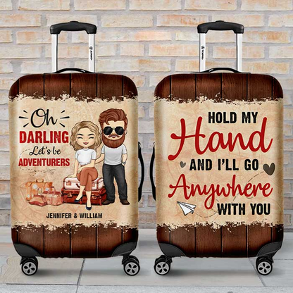 Darling, Let's Be Adventurers - Personalized Custom Luggage Cover - Gift For Couples, Husband, Wife, Traveling Lovers