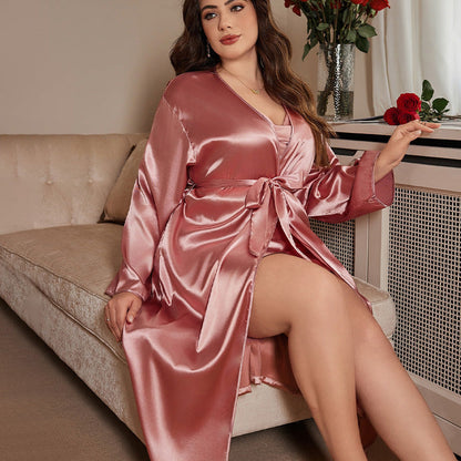 Sexy V neck Ice Silk Suspender Pajamas Silk Pajamas Spring Summer Ladies Thin Pajamas