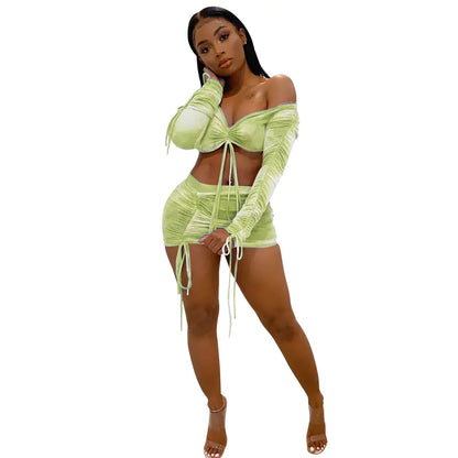 Women's Plus Size Two-Piece Dress Set with Print