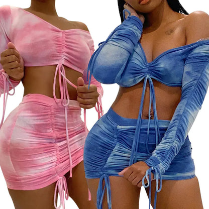 Women's Plus Size Two-Piece Dress Set with Print