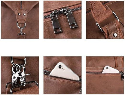 FR Fashion Co. 24" Men's Leather Travel Duffel Bag
