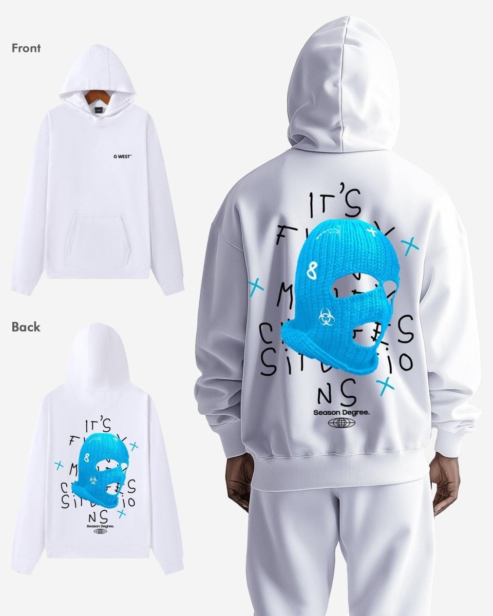 G West Mens Blue Ski Mask Oversized Hoodie