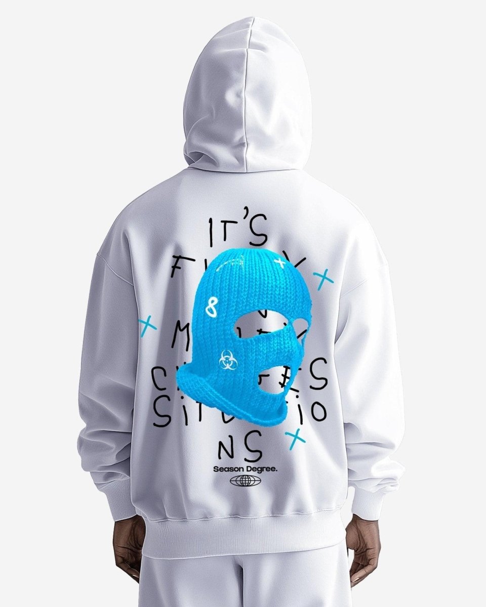 G West Mens Blue Ski Mask Oversized Hoodie