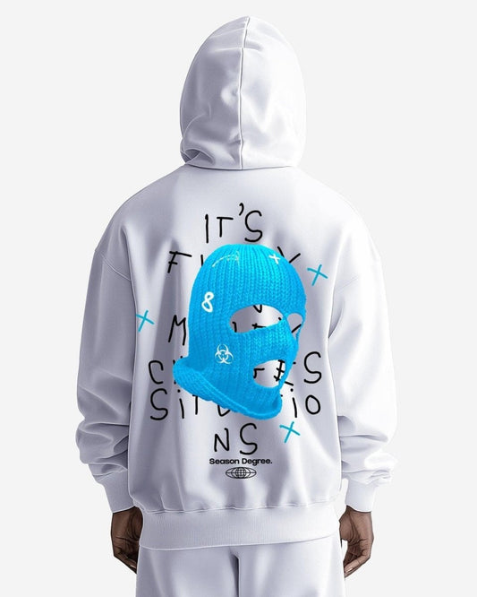 G West Mens Blue Ski Mask Oversized Hoodie