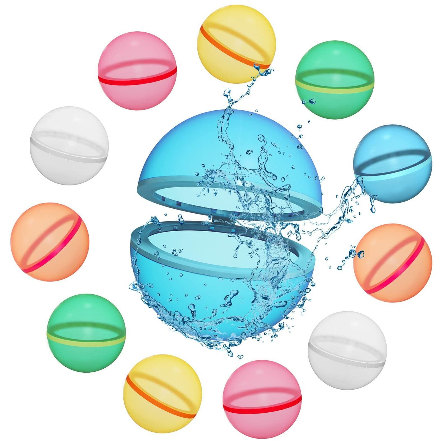 Reusable Silicone Water Balloons 6PCS Latex-Free Quick Fill Self Sealing
