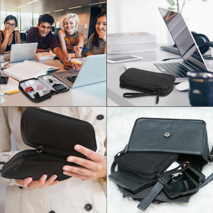 Arae Travel Electronic Organizer Pouch Black Double Layer Waterproof