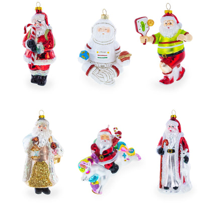Santa the Traveler Glass Christmas Ornament